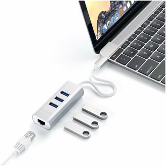  USB-концентратор Satechi Type-C 2-in-1 3.0 Aluminum 3 Port Hub and Ethernet Port Silver 