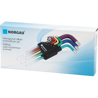  Набор ключей шестигранных NORGAU Colour N42CEL-009 (061001809) удлиненных , 9шт. 
