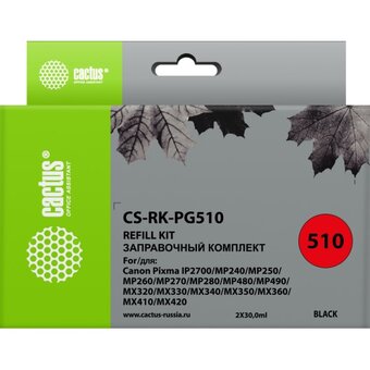  Заправочный набор Cactus CS-RK-PG510 черный 2x30мл для Canon MP240/ MP250/MP260 