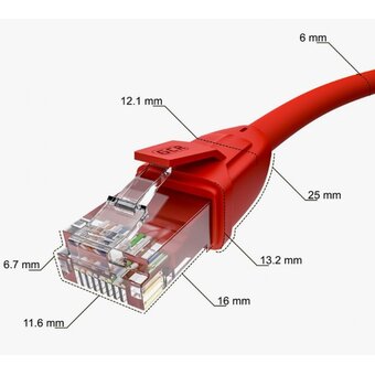  Патч-корд Greenconnect GCR (GCR-52531) прямой 5.0m UTP кат.6, красный 