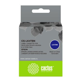  Картридж ленточный Cactus CS-LK4TBN черный для Epson LW300/LW400/LW700/LW600P/LW1000P/K400/Z700/Z900 