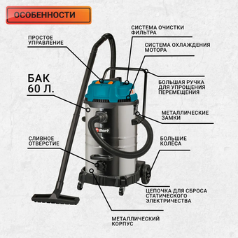  Пылесос строительный Bort BSS-2460-Storm (93417555) 