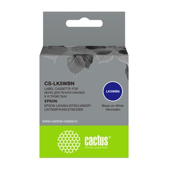  Картридж ленточный Cactus CS-LK5WBN черный для Epson LW300/LW400/LW700/LW600P/LW1000P 