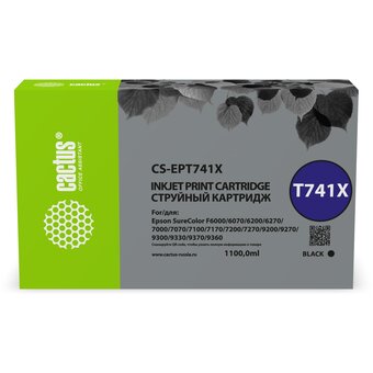  Картридж струйный Cactus CS-EPT741X T741X черный 1000мл для Epson SureColor SC-F6200/7200/9200 