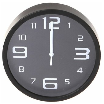  Настенные часы Perfeo PF-WC-001, PF_C3042 круглые д. 20см, чёрный корпус/чёрный циферблат 