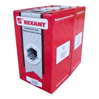  Кабель витая пара Rexant 01-0146-1 FTP 4PR 24AWG CAT5e наружный OUTDOOR бухта 305м в коробке 