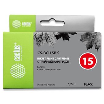  Картридж струйный Cactus CS-BCI15BK черный для Canon BJ-I70 (5,2ml) 