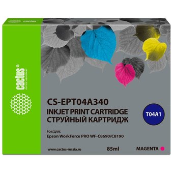  Картридж струйный Cactus CS-EPT04A340 пурпурный (85мл) для Epson WorkForce Pro WF-C8190, WF-C8690 