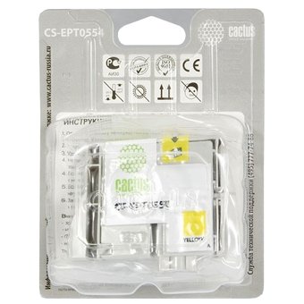  Картридж струйный Cactus CS-EPT0554 желтый для Epson Stylus RX520/Stylus Photo R240 (10ml) 