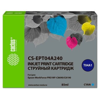  Картридж струйный Cactus CS-EPT04A240 голубой (85мл) для Epson WorkForce Pro WF-C8190, WF-C8690 