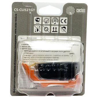  Картридж струйный Cactus CS-CLI521GY серый для Canon MP980 MP990 (8,2ml) 