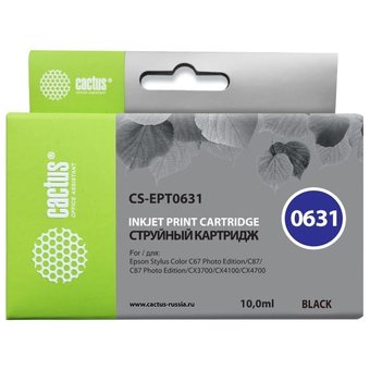  Картридж струйный Cactus CS-EPT0631 черный для Epson Stylus C67 Series/ C87 Series/ CX37000 (10ml) 