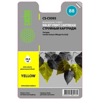  Картридж струйный Cactus CS-C9393 желтый для №88 HP Officejet Pro K550 (29ml) 