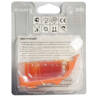  Картридж струйный Cactus CS-CLI521Y желтый для Canon Pixma MP540/ MP550/ MP620/ MP630; MX860,(8,2ml) 