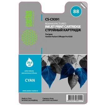  Картридж струйный Cactus CS-C9391 голубой для №88 HP Officejet Pro K550 (29ml) 