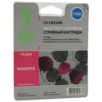  Картридж струйный Cactus CS-CB324N пурпурный для №178XL HP PhotoSmart B8553/C5383/C6383/D5463 (14,6m 