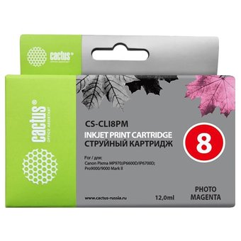  Картридж струйный Cactus CS-CLI8PM пурпурный для Canon MP970 iP6600D iP6700D Pro9000 (12ml) 