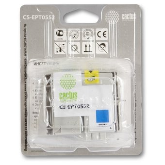  Картридж струйный Cactus CS-EPT0552 голубой для Epson Stylus RX520/Stylus Photo R240 (10ml) 