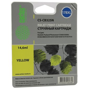  Картридж струйный Cactus CS-CB325N желтый для №178XL HP PhotoSmart B8553/C5383/C6383/D5463 (14,6ml) 
