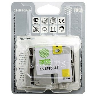  Картридж струйный Cactus CS-EPT0544 желтый для Epson Stylus Photo R800/ R1800 (16,2ml) 