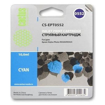  Картридж струйный Cactus CS-EPT0552 голубой для Epson Stylus RX520/Stylus Photo R240 (10ml) 