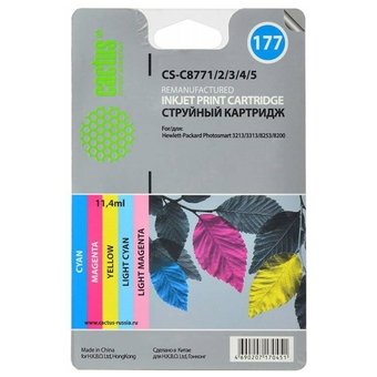  Картридж струйный Cactus CS-C8771/2/3/4/5 многоцветный для №177 HP PhotoSmart 3213/3313/8253 (11,4ml 