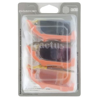  Картридж струйный Cactus CS-CLI521C/M/Y трехцветный для Canon Pixma MP540/MP550 (8,2ml) комплект 3шт 