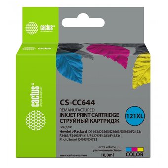  Картридж струйный Cactus CS-CC644 трехцветный для №121XL HP DeskJet D1663/D2563/D2663/D5563/F2423 (1 