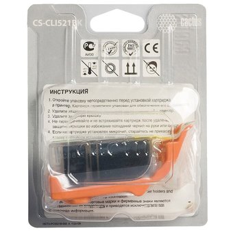  Картридж струйный Cactus CS-CLI521BK черный для Canon MP540/MP550/MP620/MP630 (8,2ml) 