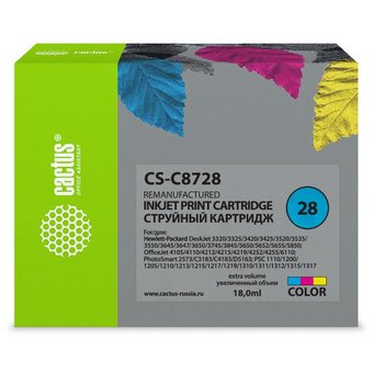  Картридж струйный Cactus CS-C8728 многоцветный для №28 HP DeskJet 3320/3325/3420/3425/3520/3535/3550 