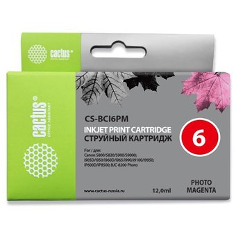  Картридж струйный Cactus CS-BCI6PM пурпурный для Canon S800 S820 S900 S9000 i905D i950S i960x (12ml) 