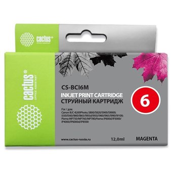  Картридж струйный Cactus CS-BCI6M пурпурный для Canon S800 S820 S900 S9000 i550 i560 (12ml) 