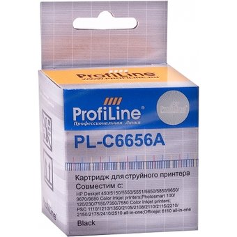  Картридж Profiline PL-C6656A для принтеров HP DJ 450/2400/5550/7150/7350/7550/PSC/1110/OJ 4105/Fax 1240 Black пигмент ProfiLine 