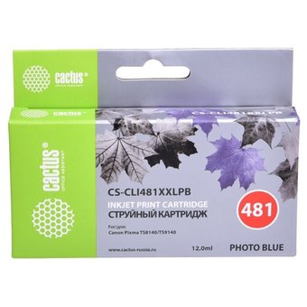  Картридж струйный Cactus CS-CLI481XXLPB фото голубой (12мл) для Canon Pixma TS8140/TS9140 