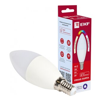  Умная лампа EKF Connect (slwf-e14-rgbw) 5W WIFI RGBW E14 