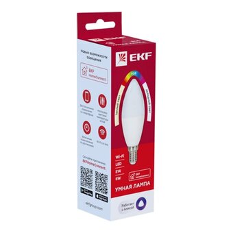  Умная лампа EKF Connect (slwf-e14-rgbw) 5W WIFI RGBW E14 