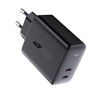  Зарядное утсройство ACEFAST AF-A9-BK A9 PD40W USB-C+USB-C dual port charger EU Black 