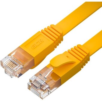  Патч-корд Greenconnect GCR Prof GCR-53034 плоский прямой 0.3m, UTP медь кат.6, желтый 