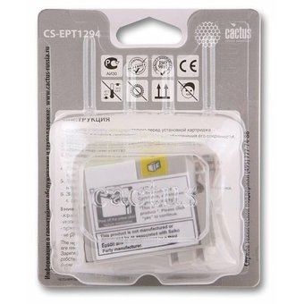  Картридж струйный Cactus CS-EPT1294 желтый для Epson Stylus Office B42/BX305/BX305F (10ml) 