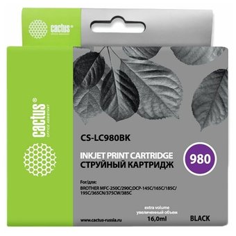  Картридж струйный Cactus CS-LC980BK черный для Brother DCP-145C/165C MFC-250C/290C (16ml) 