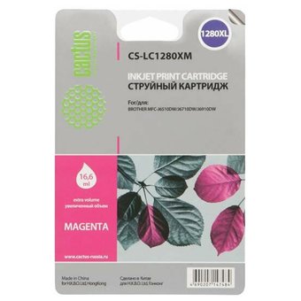  Картридж струйный Cactus CS-LC1280XM пурпурный для Brother MFC-J6510/6910DW (16,6ml) 
