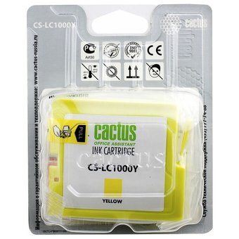  Картридж струйный Cactus CS-LC1000Y желтый для Brother DCP 130C/ 330С, MFC-240C/ 5460CN (20ml) 