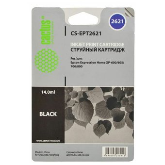  Картридж струйный Cactus CS-EPT2621 черный для Epson Expression Home XP-600/605/700/800 (14ml) 
