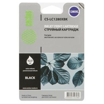  Картридж струйный Cactus CS-LC1280XBK черный для Brother MFC-J6510/6910DW (62ml) 