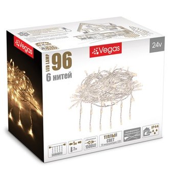  Гирлянда Vegas 55023 Занавес 96 теплых LED ламп (18 мигающих) 1*2м Без трансформатора 