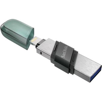  USB-флешка Sandisk 256Gb iXpand Flip SDIX90N-256G-GN6NE USB3.1 зеленый/серебристый 