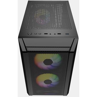  Корпус Powercase CMIMH3B-L3 Mistral Micro H3B Mesh LED, Tempered Glass, 2x 140mm + 1х 120mm 5-color fan, черный, mATX (CMIMH3B-L3) 