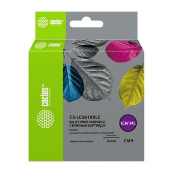  Картридж струйный Cactus CS-LC3619XLC голубой (18.4мл) для Brother MFC-J2330DW/J2730DW/J3530DW/J3930DW 