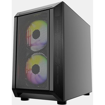  Корпус Powercase CMIMH3B-L3 Mistral Micro H3B Mesh LED, Tempered Glass, 2x 140mm + 1х 120mm 5-color fan, черный, mATX (CMIMH3B-L3) 