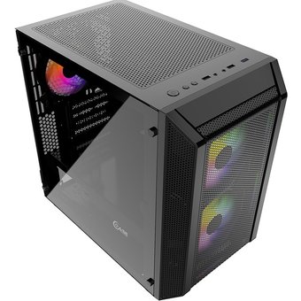  Корпус Powercase CMIMH3B-L3 Mistral Micro H3B Mesh LED, Tempered Glass, 2x 140mm + 1х 120mm 5-color fan, черный, mATX (CMIMH3B-L3) 
